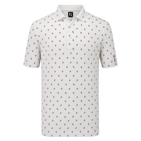 FootJoy Golf Polo Large White Cocktail Drink Graphic Performance Stretch Shirt - Picture 1 of 11